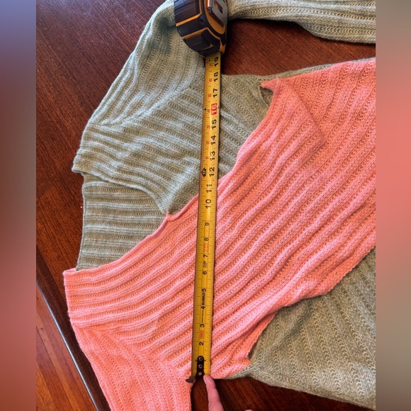 Shein pink and green color block cross over sweater. - Picture 7 of 7